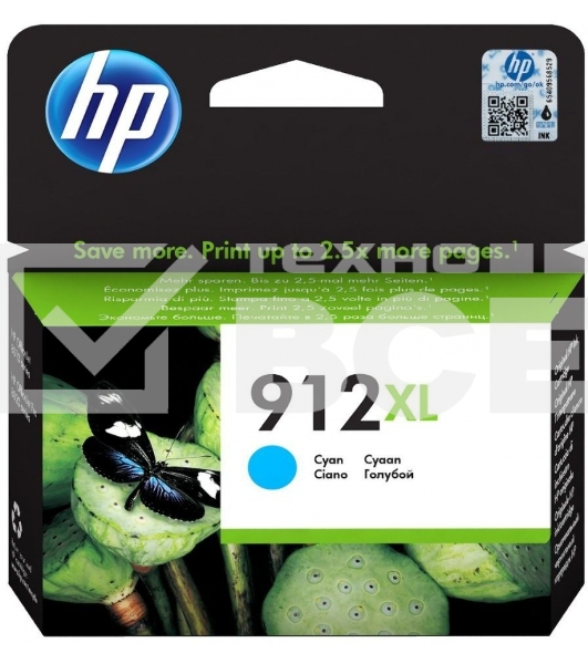 Картридж струйный HP 912 3YL81AE голубой (825стр.) для HP OfficeJet 801x/802x
