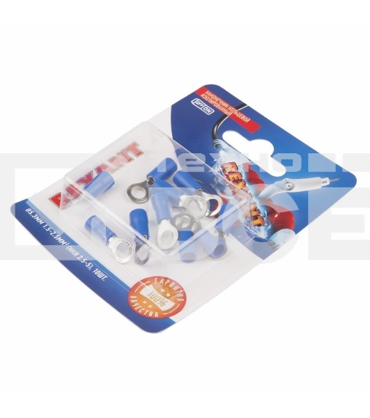 Наконечник кольцевой Rexant изолированный, ø5.3мм, 1.5-2.5мм², НКи 2.5-5 / НКи2-5 / RVS2-5, синий, в упак. 10 шт.