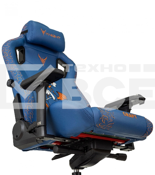 Кресло игровое Knight Craft Dragon синий эко.кожа крестов. металл