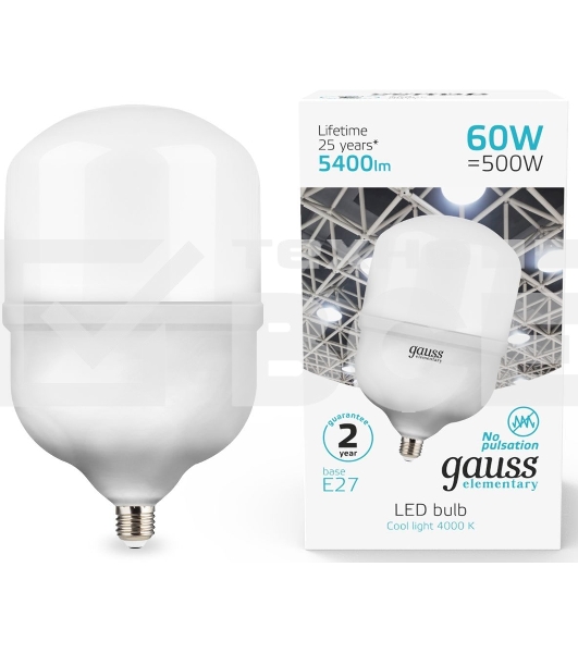 Лампа Gauss Elementary LED T160 E27 60W 5400lm 5400lm 180-240V 4000K 63226 Gauss