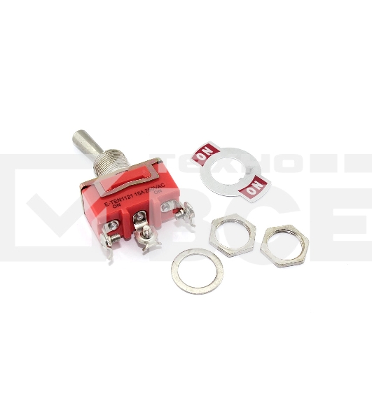 Тумблер E-TEN1121, 250V, 15А, 3 контакта, клеммы под винт, ON-ON