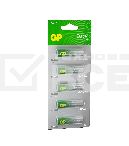 Алкалиновые батарейки GP Super Alkaline G-Tech 15А АA - 1 шт. на отрывных блистерах