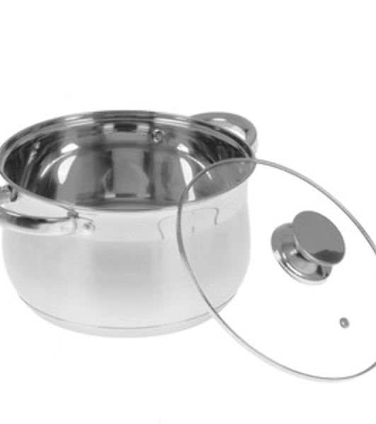Набор посуды WEBBER BE-615/6 из нерж.стали 6 пр. 2,9 л, 5,1 л, 6,6 л со стеклянными крышками В наборе 6 предметов: кастрюля со стеклянной крышкой 18х11,5 см; 2,9 л кастрюля со стеклянной крышкой 22х13,5 см; 5,1 л кастрюля со стеклянной крышкой 24х14,5 см; 6,6 л Толщина стали 0,5 мм