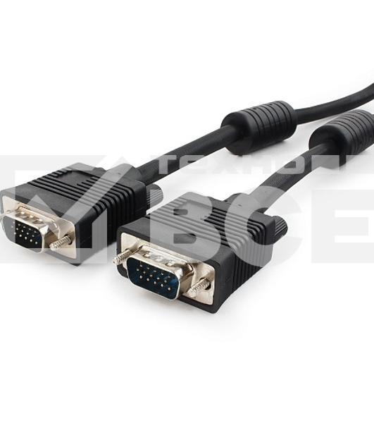 Кабель VGA Premium Cablexpert CC-PPVGA-10-B, 15M/15M, 3.0м, черный, тройной экран, феррит.кольца, пакет