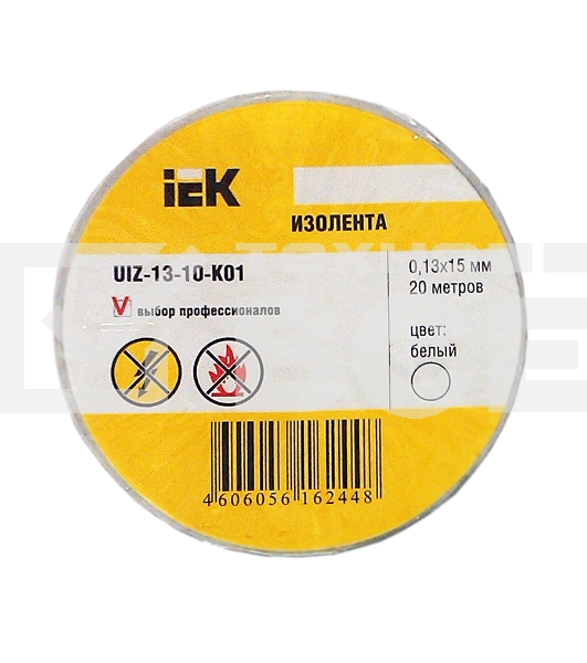 Изолента Iek UIZ-13-10-K01 0,13х15 мм белая 20 метров ИЭК