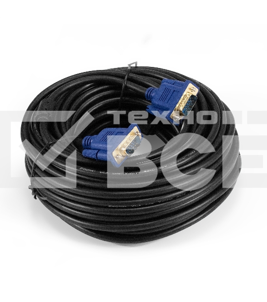 Кабель VGA Pro ExeGate EX-CC-PVGA-15M15M-30.0 (15M/15M, 30м, 2 фильтра, позолоченные контакты, экран)