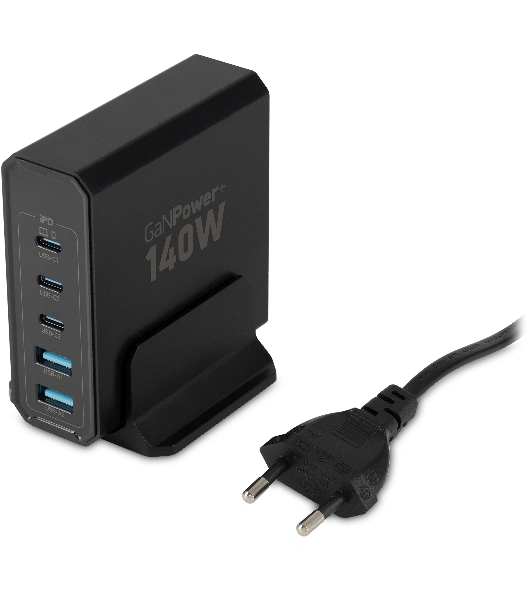 Настольное зарядное устройство Digma Pro DPW10A 140W 5A (PD+QC) 3хUSB-C/2xUSB-A универсальное черный (DPW1A4G024BK)