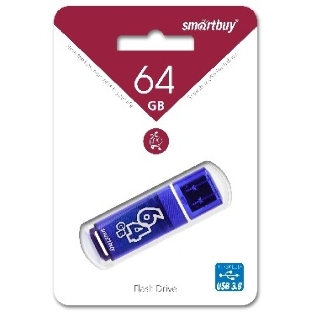 Флешка USB SmartBuy GLOSSY SERIES DARK BLUE (SB64GbGS-DB), 64Gb, USB 3.0, R/W 70/25, темно-синий