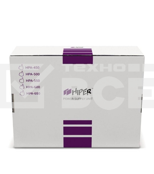 Блок питания HIPER HPA-600 (ATX 2.31, 600W, Active PFC, 80 PLUS, 120mm fan, черный) BOX