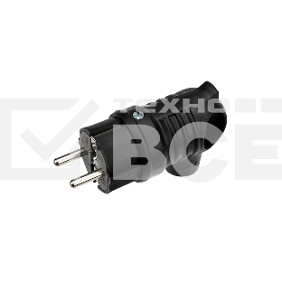 Вилка угловая влагозащищенная с кольцом, с/з, 16 А, IP44 каучук Rexant