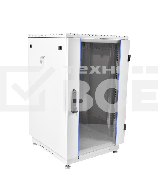 Шкаф коммутационный ЦМО ШТК-М-18.6.6-1ААА-9005 18U 600x600мм пер.дв.стекл задн.дв.стал.лист 2 бок.пан. направл.под закл.гайки 270кг черный