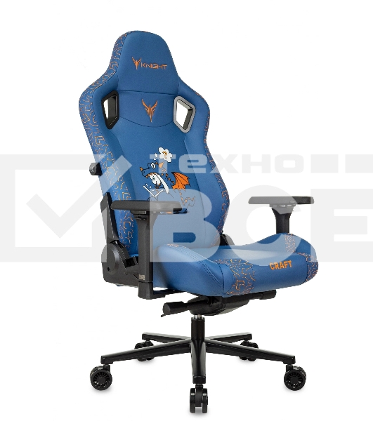 Кресло игровое Knight Craft Dragon синий эко.кожа крестов. металл