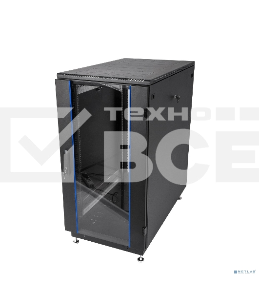 Шкаф коммутационный ЦМО ШТК-М-18.6.6-1ААА-9005 18U 600x600мм пер.дв.стекл задн.дв.стал.лист 2 бок.пан. направл.под закл.гайки 270кг черный