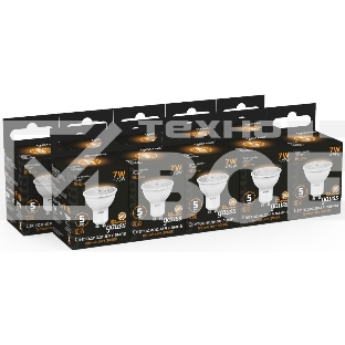Лампа светодиодная Gauss Black 7Вт цок.:GU10 рефлек. 220B 3000K св.свеч.бел.теп. MR16 (упак.:10шт) (101506107)