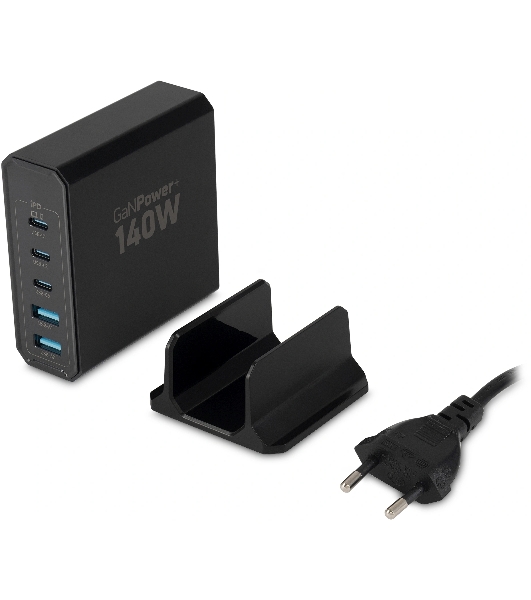 Настольное зарядное устройство Digma Pro DPW10A 140W 5A (PD+QC) 3хUSB-C/2xUSB-A универсальное черный (DPW1A4G024BK)