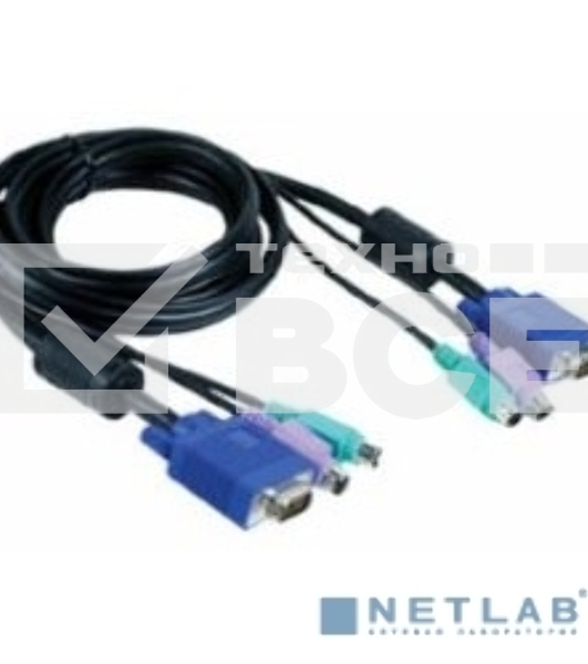 Переключатель D-Link DKVM-CB5Кабель KVM для подключения клавиатуры, мыши и монитора, длина 4,5 м