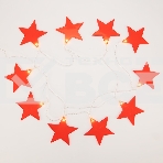 Гирлянда светодиодная «Звездопад» красная 10 LED, 2,25 м, прозрачный ПВХ, теплый белый свет свечения, 2 х АА (батарейки не в комплекте) NEON-NIGHT, фото3