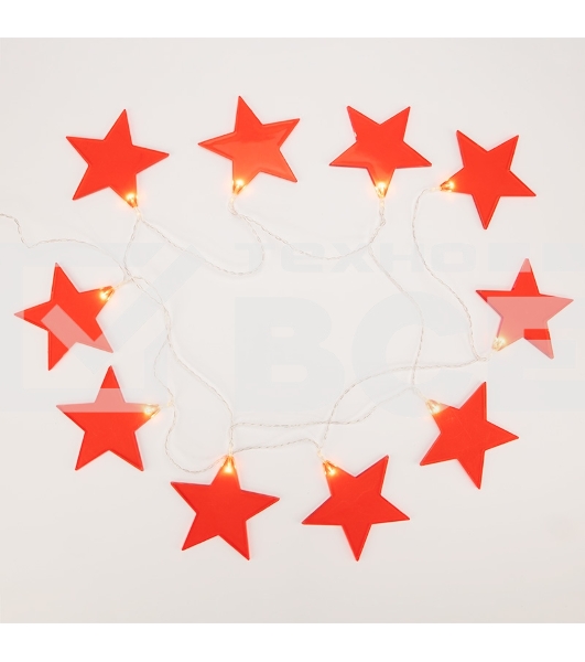 Гирлянда светодиодная «Звездопад» красная 10 LED, 2,25 м, прозрачный ПВХ, теплый белый свет свечения, 2 х АА (батарейки не в комплекте) NEON-NIGHT