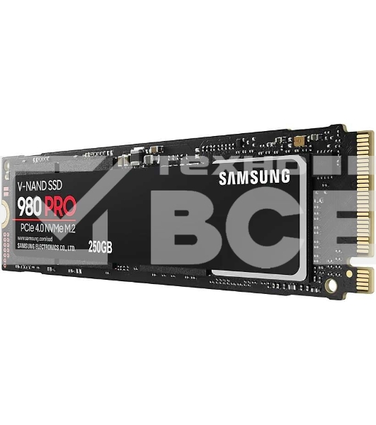 Накопитель SSD Samsung 980 PRO, 250GB, PCIe 4.0 x4, M.2 2280, NVMe, R/W 6400/2700