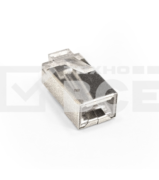 Коннектор ExeGate PL45-C5-8P8C-SH-100 RJ-45 Кат.5e (8P8C) под одножильный кабель, экранированный, золотое напыление (100шт)