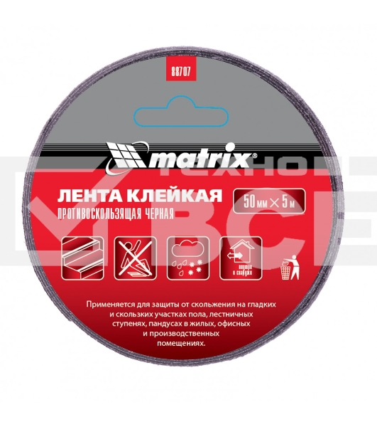 Лента MATRIX клейкая противоскользящая, черная 50 мм х 5м, 88707
