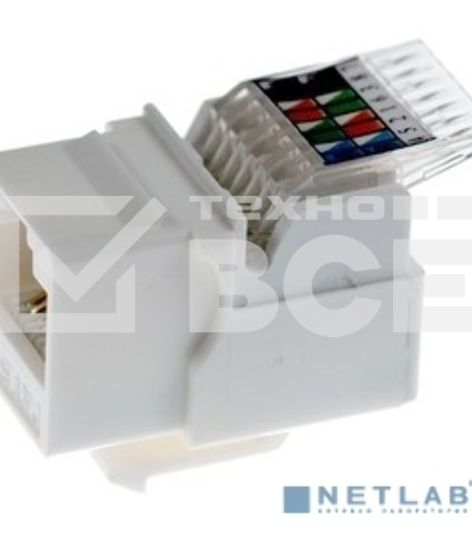 Модуль Rexant Keystone Jack RJ-45(8P8C), UTP неэкранированный, категория 5e, тип 180 градусов,самозажимной, белый