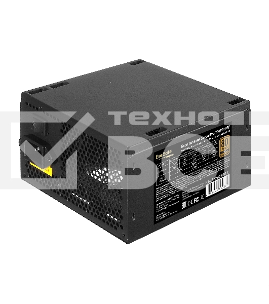 Серверный блок питания  700W ExeGate EX292205RUS ServerPRO 80 PLUS Bronze, 700PPH-SE (ATX, for 3U+ cases, APFC, КПД 89% (80 PLUS Bronze), 12cm fan, 24pin, 2x(4+4)p, 4xPCI-E, 6xSATA, 3xIDE, box, black)