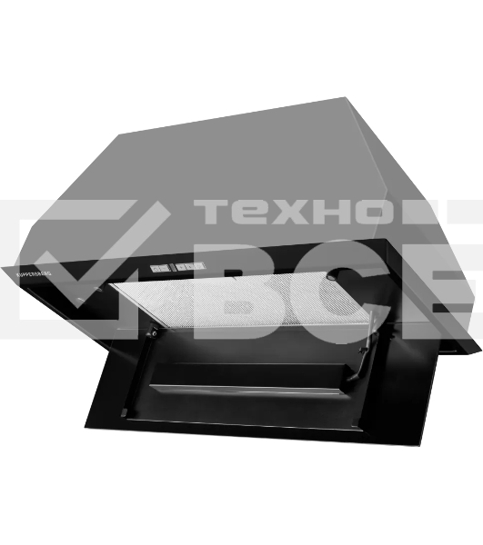 Встраиваемая вытяжка INTRO 70 BLACK Встраиваемая, 70 см, 1000 м3/ч, отвод воздуха/рециркуляция, черный