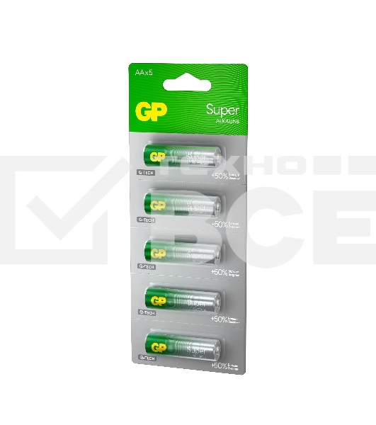 Алкалиновые батарейки GP Super Alkaline G-Tech 15А АA - 1 шт. на отрывных блистерах