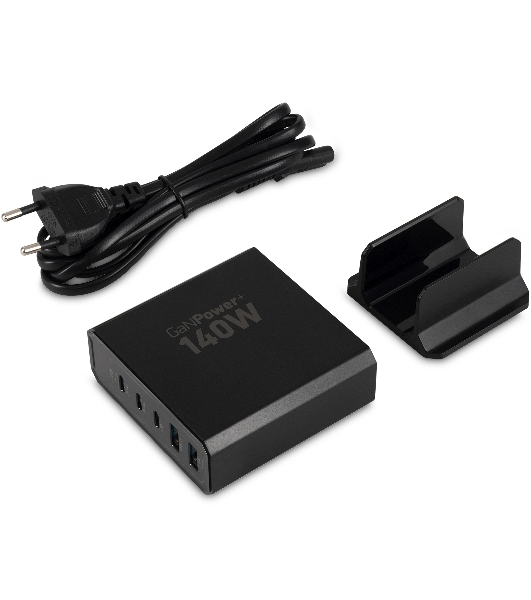 Настольное зарядное устройство Digma Pro DPW10A 140W 5A (PD+QC) 3хUSB-C/2xUSB-A универсальное черный (DPW1A4G024BK)