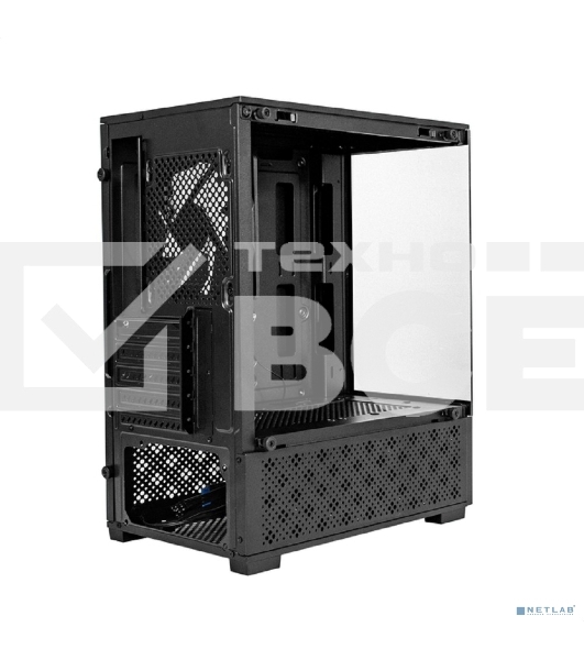 Компьютерный корпус Minitower ExeGate i3 SEA (mATX, без БП, 1*USB+1*USB 3.0, HD аудио, черный, 1 вент. 12см с RGb подсветкой, передняя и боковая панели - закаленное стекло)