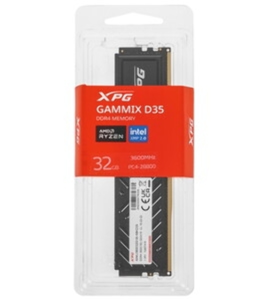 Оперативная память XPG Gaммix D35, DDR4, 32GB (1x32 GB), 3200 MHz, CL16, DIMM, радиатор, черный