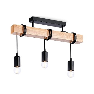 Светильник Ambrella light TR8182/3 BK/LW черный/светлое дерево E27*3 max 40W 500*50*420