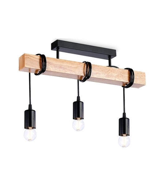 Светильник Ambrella light TR8182/3 BK/LW черный/светлое дерево E27*3 max 40W 500*50*420