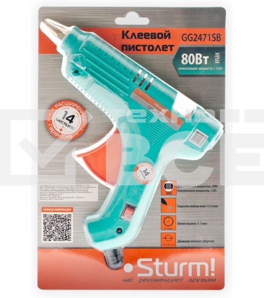Клеевой пистолет Sturm! GG2471SB 33Вт 12гр/мин стерж.:11х100мм