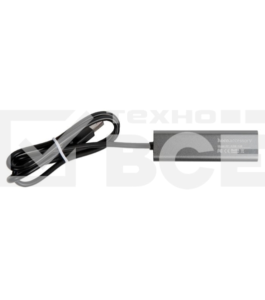 Переходник разветвитель Hoco HB1 USB - 4USB (USB 2.0 - 480 Мбит/с), 0.8 м, серый