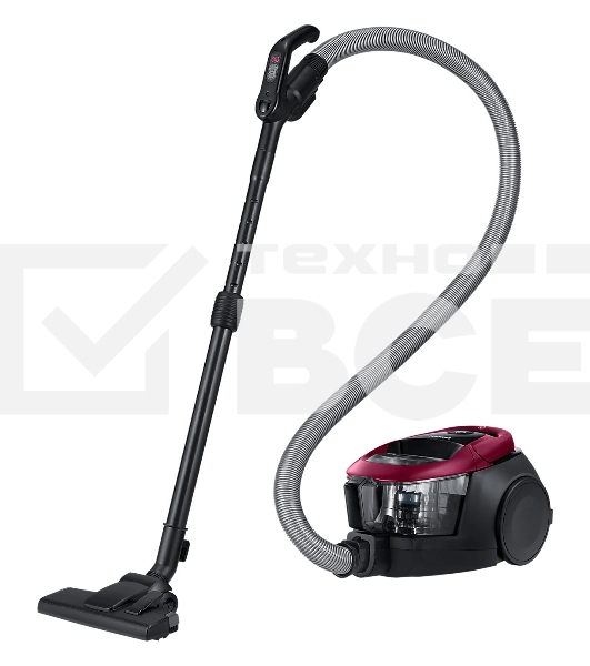 Пылесос Samsung VC18M31A0HP бордовый/черный, 380/1800 Вт, уборка сухая, пылесборник контейнер 2 л