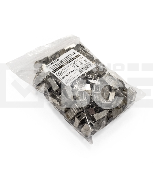 Коннектор ExeGate PL45-C5-8P8C-SH-100 RJ-45 Кат.5e (8P8C) под одножильный кабель, экранированный, золотое напыление (100шт)
