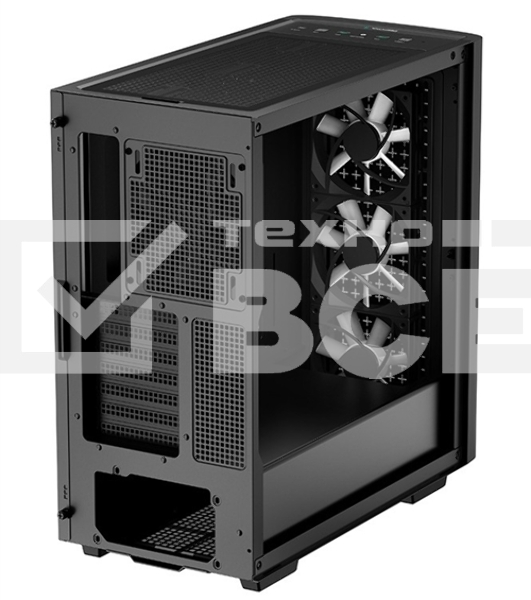 Компьютерный корпус Deepcool CK560 без БП, боковое окно (закаленное стекло), 3xARGB LED 120мм вентилятора спереди и 1x140мм вентилятор сзади, черный, ATX
