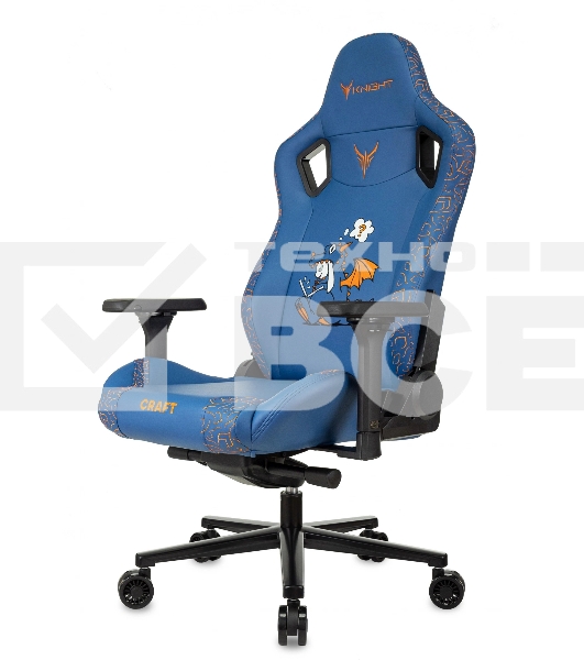 Кресло игровое Knight Craft Dragon синий эко.кожа крестов. металл