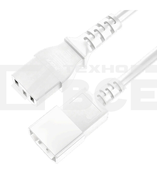 Кабель питания удлинитель GCR С13 - С14, 3*0.75mm, 2.0m, белый