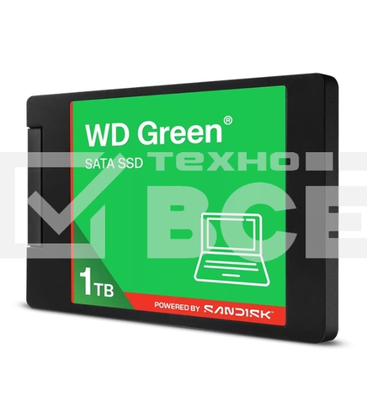 Накопитель SSD 1TB WD Green, 2.5', SATA III, R/W - 545/510 MB/s 3D-NAND