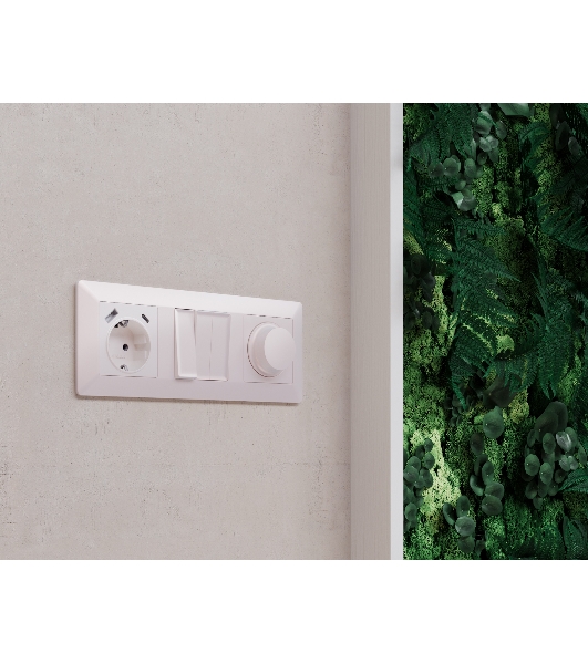 Лицевая панель ALFA (Жемчуг) для электрической розетки с/з со шторками 2USB A+C QUANT AP2100