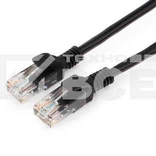 Патч-корд UTP Cablexpert PP12-1.5M/BK кат.5e, 1.5м, литой, многожильный (черный)