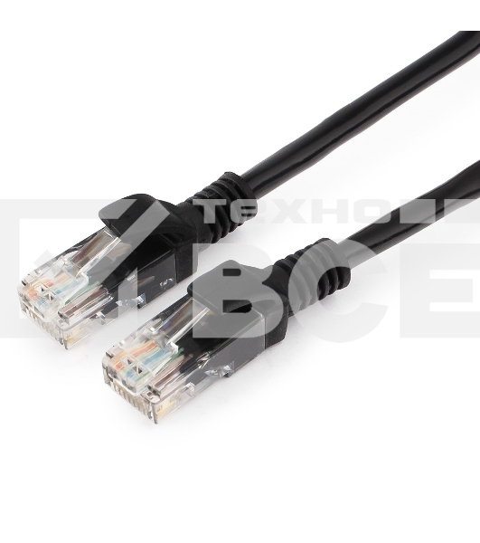 Патч-корд UTP Cablexpert PP12-1.5M/BK кат.5e, 1.5м, литой, многожильный (черный)