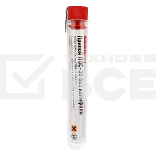 Припой без канифоли ПОС-30 Rexant, 10 г, Ø1.0 мм, (олово 30%, свинец 70%), колба