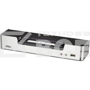 Переключатель, электрон., KVM+Audio+USB 2.0, 1 user USB+2xDVI =) 2 cpu USB+4xDVI, со шнурами USB/DVI Dual Link 2х1.8м.+DVI Dual Link 2х1.8м., 2560x1600, настол., исп.спец.шнуры, без OSD, некаскад, 2-PORT USB 2.0 DVI DUAL VIEW KVMP SWITCH