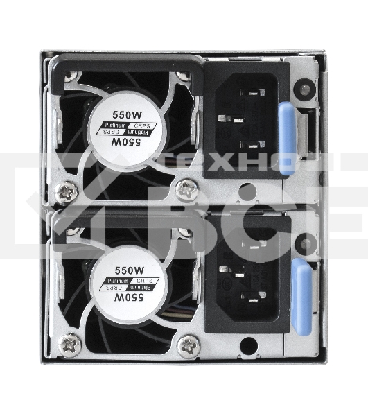 Серверный блок питания  2U Redundant 2x550W ExeGate EX292321RUS Industrial-RTS550 (APFC, КПД 94% (80 PLUS Platinum), 4 cm fan, 24pin, 2x(4+4)pin, 2PCIe, 2SATA, 6IDE, Cable Management)