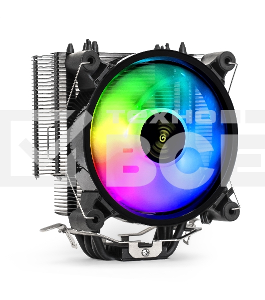 Кулер для процессора ExeGate Dark Magic EXX400V2-PWM.RGB серебристый, 120 мм, алюминий/медь, 2100 об/мин, 24 дБ, 4 pin, 140 Вт, 155 мм