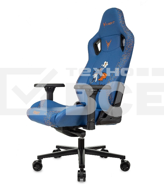 Кресло игровое Knight Craft Dragon синий эко.кожа крестов. металл